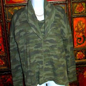 NEW*  Lucky Brand Camo Cowl neck long Sweater